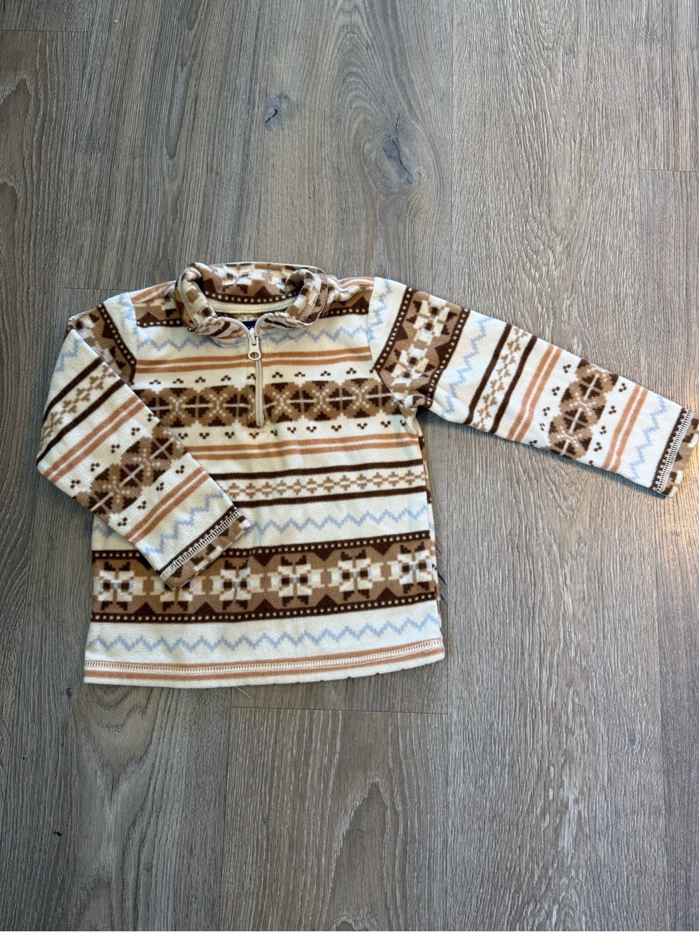 The Children's Place Cream & Brown Fair Isle Half-Zip Pullover